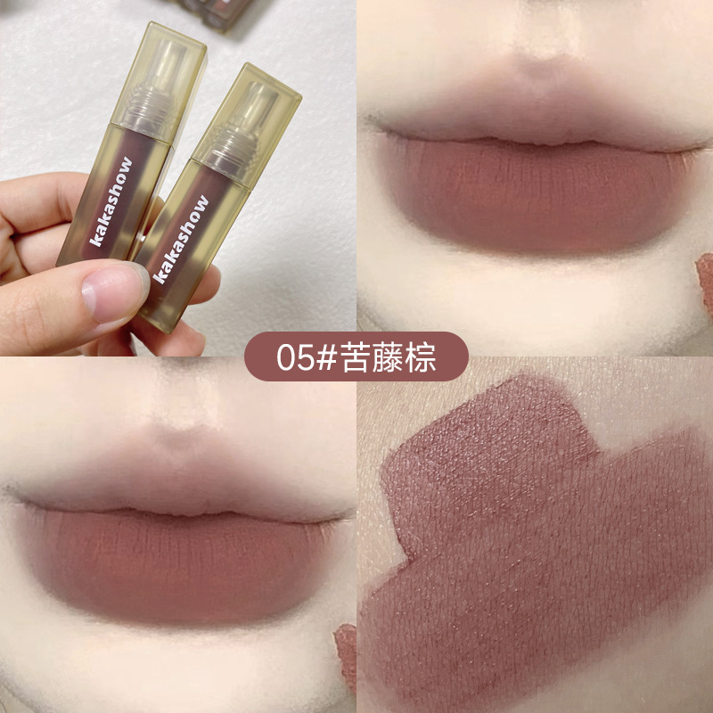 Kakashow Colored Glaze Lip Lacquer Matte Finish Lipstick Velvet White Lipstick Lip Gloss Lip Mud Nude Natural Lipstick