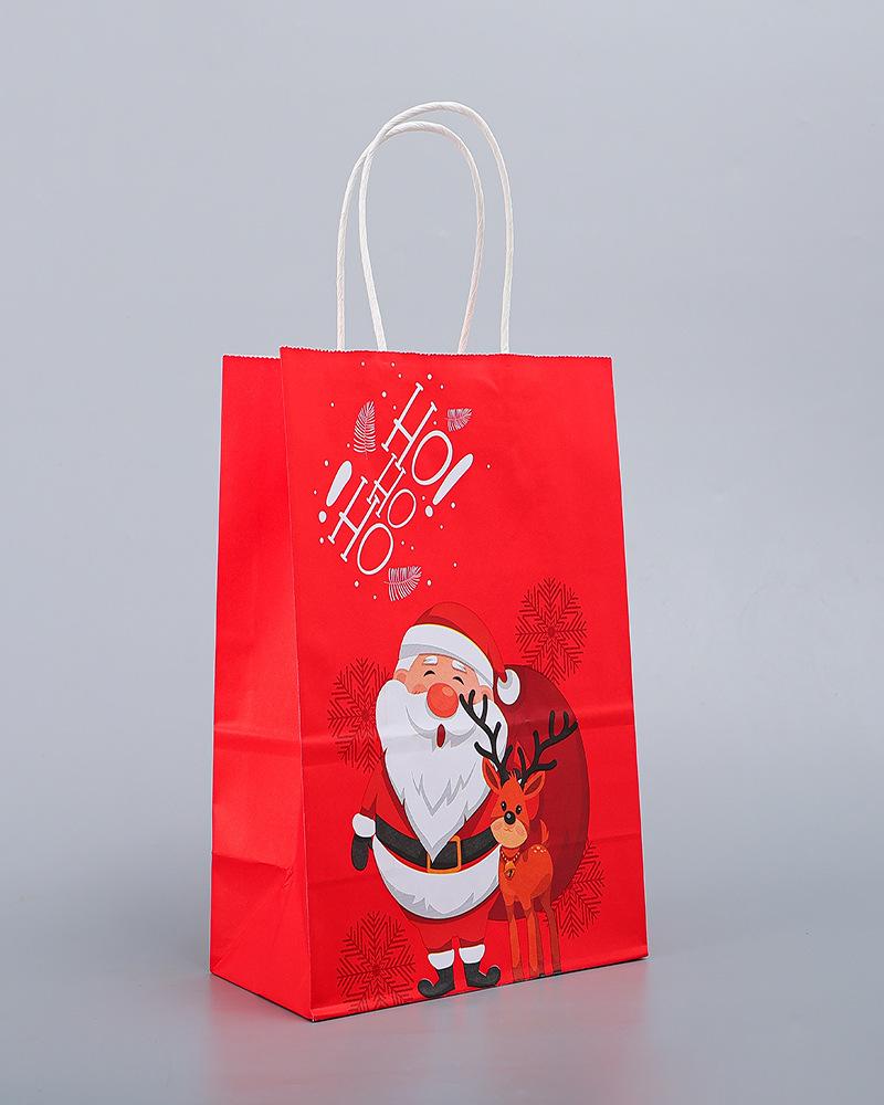 Christmas Paper Bag Colorful Gift Bag Red Gift Bag Holiday Gift Wedding Candies Box Kraft Paper Tote Bag