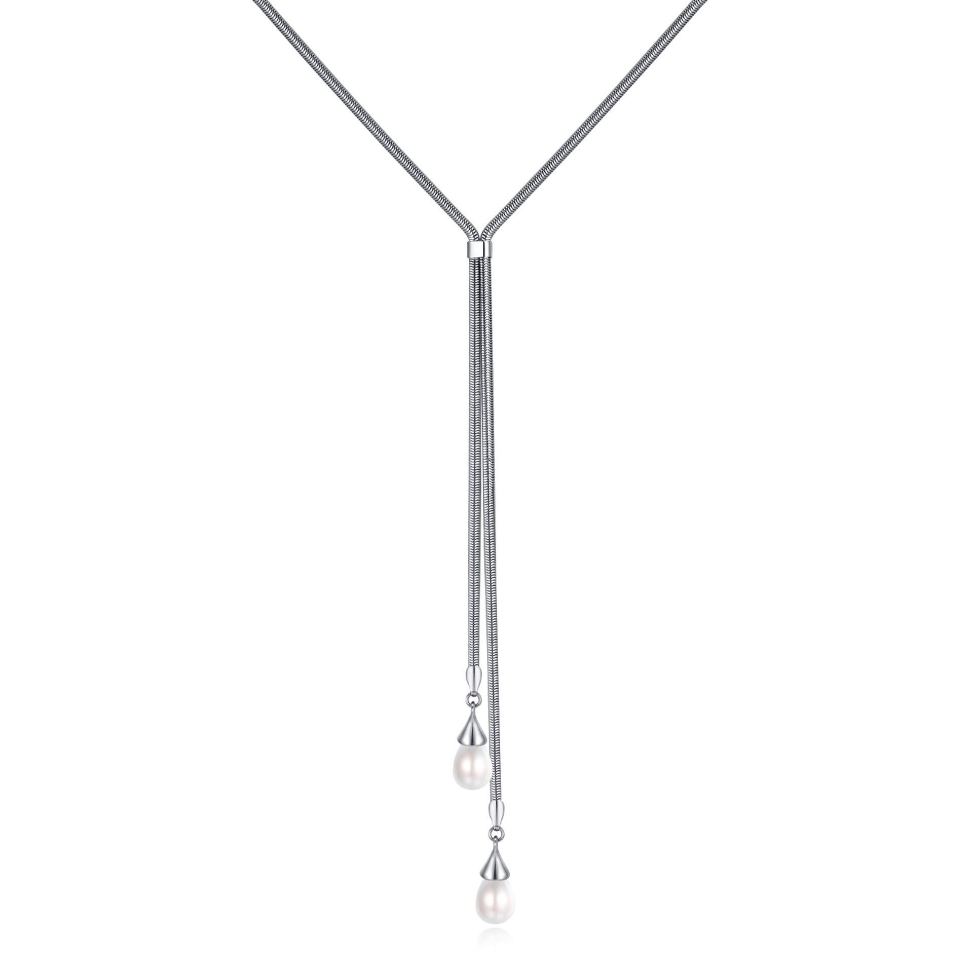 欧美轻奢小众秋冬百搭蛇骨链毛衣链女高级感长款流苏珍珠吊坠项链