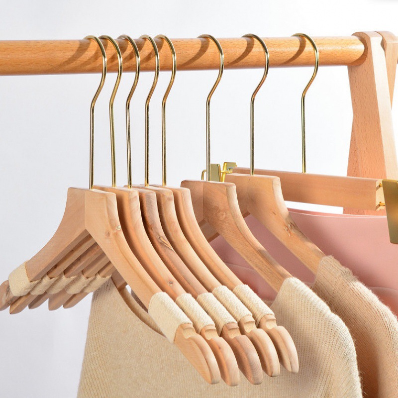 木头衣架服装店实木批发女装店防滑无痕木质儿童衣挂清仓logo裤架