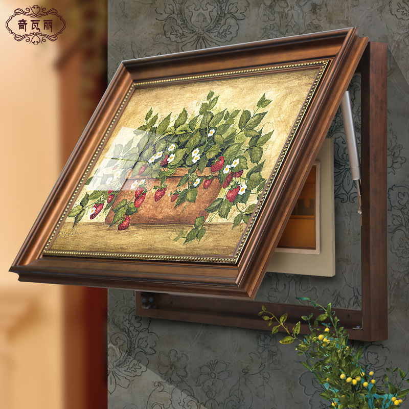 推拉电表箱装饰画免打孔家用配电箱盖板可上翻弱电箱装饰遮挡挂画