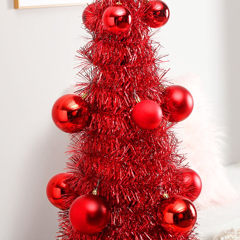 Cross-Border New Christmas Decorations Hanging Ball Folding Wool Tops Christmas Tree Set Christmas Decoration Ornaments