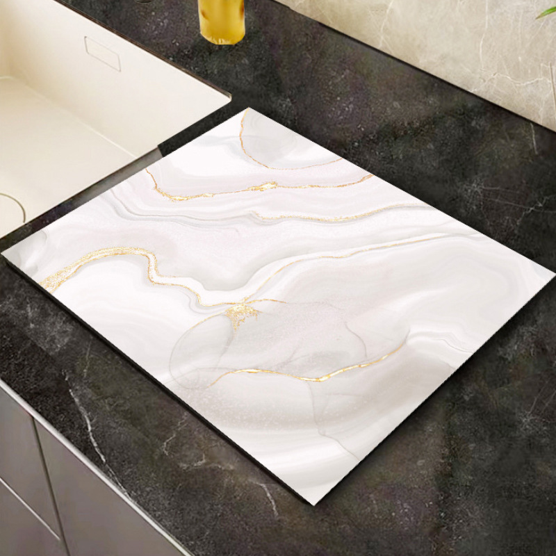 Household Light Luxury Washstand Absorbent Mat Restaurant Kitchen Bathroom Faucet Technology Leather Desktop Non-Slip Draining Mat