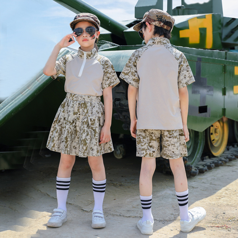 六一儿童表演服装幼儿园迷彩服套装演出服男童军训服小学生合唱服