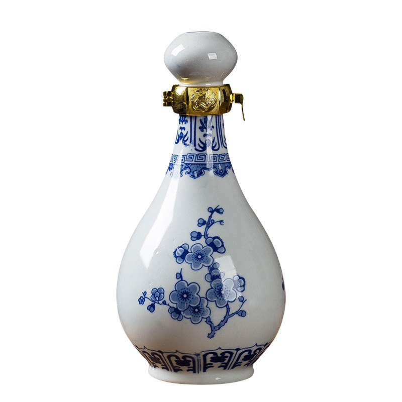 景德镇酒瓶一斤青花瓷陶瓷酒瓶1斤装空酒瓶密封白酒具酒坛子批发