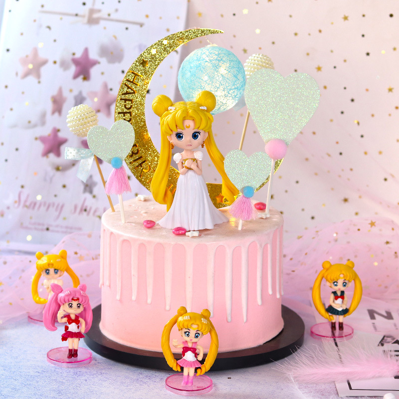 美少女战士蛋糕装饰摆件女孩生日水冰月婚纱公主烘焙情景甜品装扮