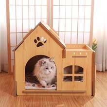 木质猫窝狗窝宠物窝猫房子小木屋室内猫别墅实木宠物猫咪小房子猫