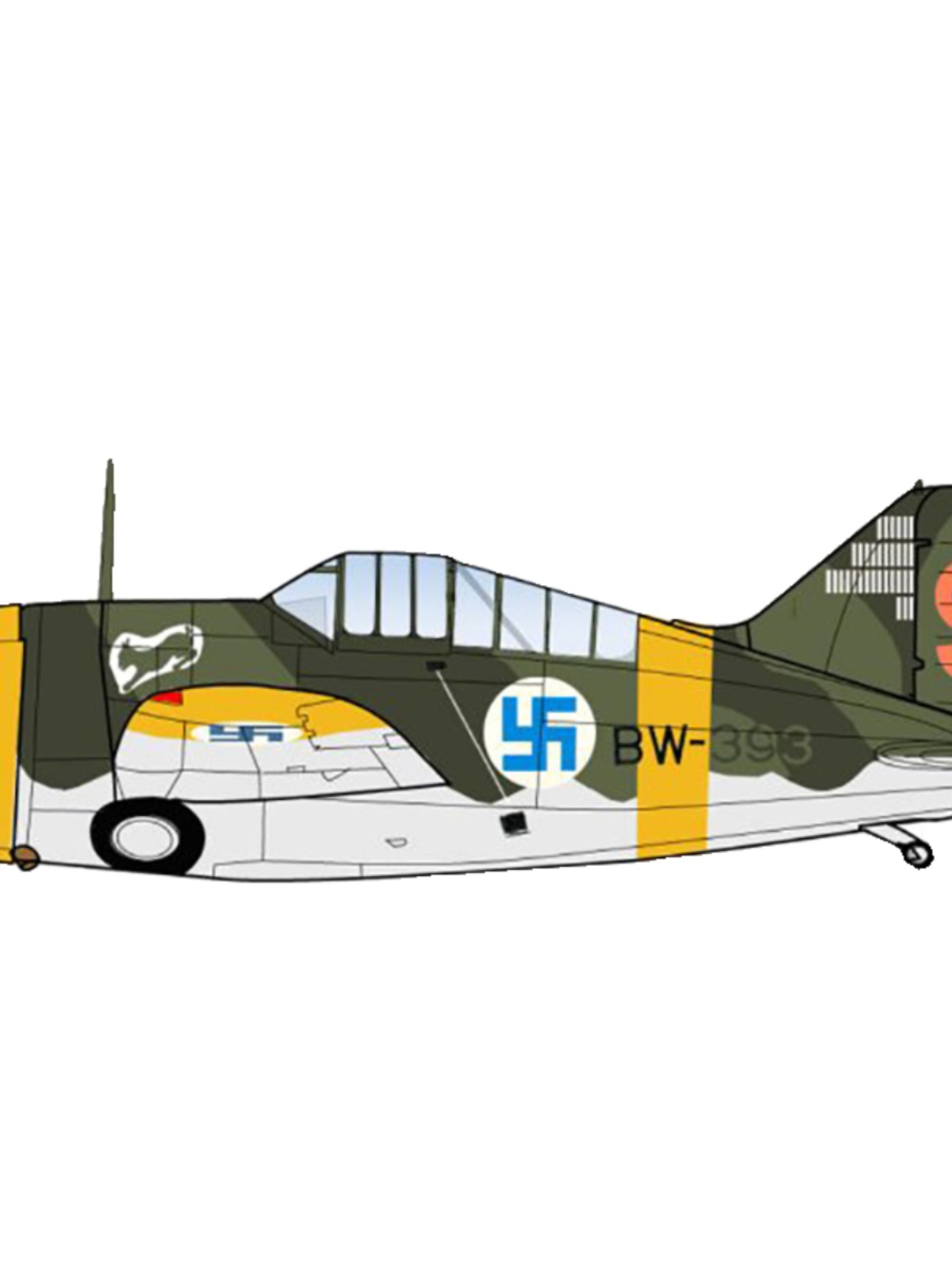 6月 ha7013 f2a水牛战斗机 lelv24,1st lt hans wind芬兰空军1944