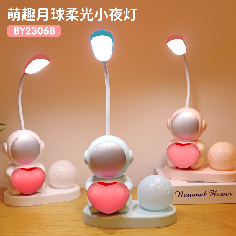 Cute Pet Cartoon Desk Lamp Pen Holder with Moon Night Light USB Charging Creative Desk Lamp Desktop Decoration Promotion