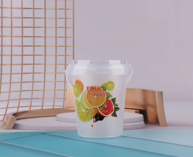 定制一次性手提奶茶水桶杯 加厚注塑杯1000ml果茶塑料桶 工厂直销