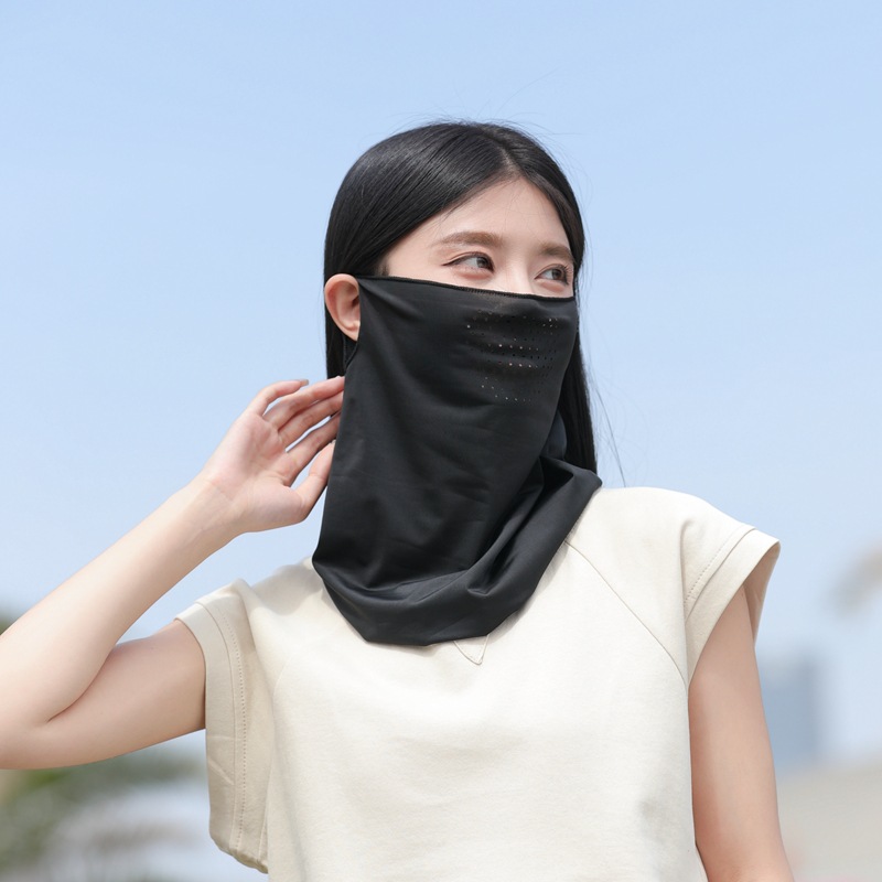 Spring and Summer Ice Silk Sun Protection Ear Mask Men and Women Sun Protection Full Face Uv Protection Long Neck Protection Scarf Cycling Veil