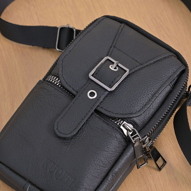 Cross-Border New Arrival Cattle Leather Waist Bag Men's Belt Foreign Trade Multi-Specification Mobile Phone Bag Retro Shoulder Messenger Bag Stall