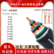 国标yjv22高压8.7/15kv铠装铜芯电缆线3*芯35/70/120/150/185平方