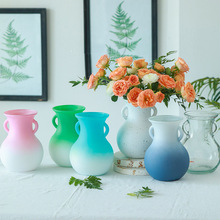 新款玻璃花瓶复古大口客厅桌面摆件水培玫瑰百合花干花插花器批发