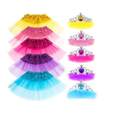 万圣节儿童芭蕾舞蹈裙tutu裙冰雪奇缘艾莎公主皇冠塑料羽毛皇冠