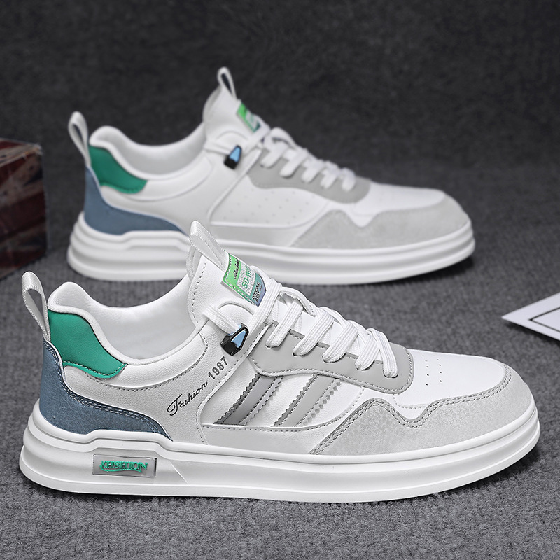 同款男鞋夏季透气百搭软底小白潮鞋男士休闲皮鞋青少年夏天运动平