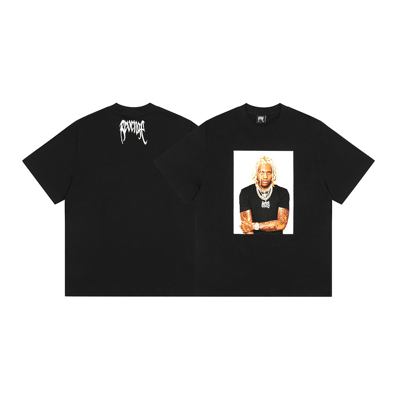 跨境货源复仇revenge潮牌明星头像印花青少年宽松短袖男装t恤批发