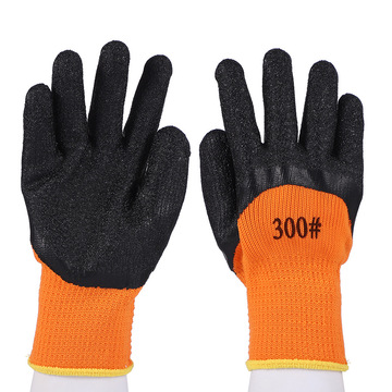 毛圈起皱半挂手套批发防水防油浸胶手套挂胶涂胶浸胶劳保乳胶手套