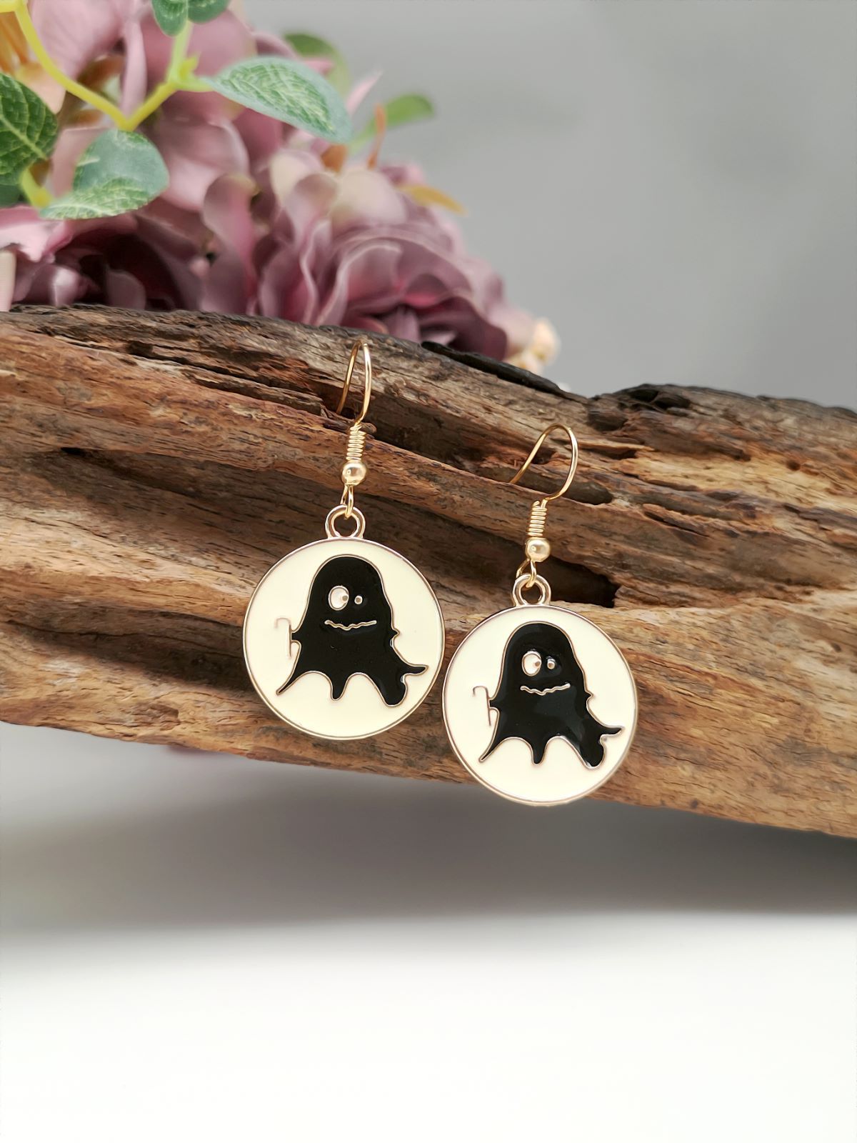 Cross-Border Hot Sale Halloween Fashion Commuter Style Cartoon Funny Little Ghost Personality round Classic Women's Earrings