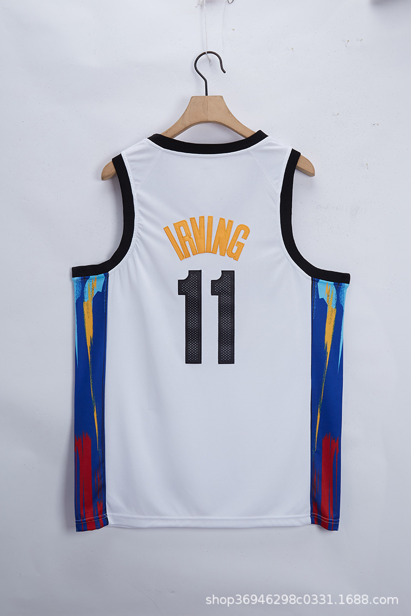 篮网11号欧文蓝白灰黑色2021城市篮球服nba刺绣球衣球裤货源代发