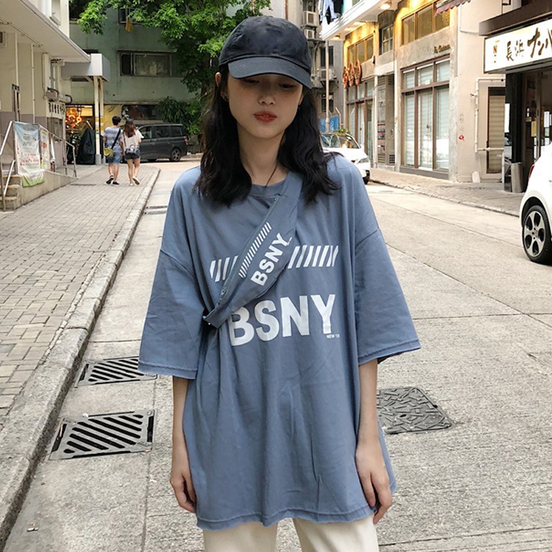 2020新款夏季原宿风宽松女生酷酷的上衣服ins字母印花短袖t恤女装