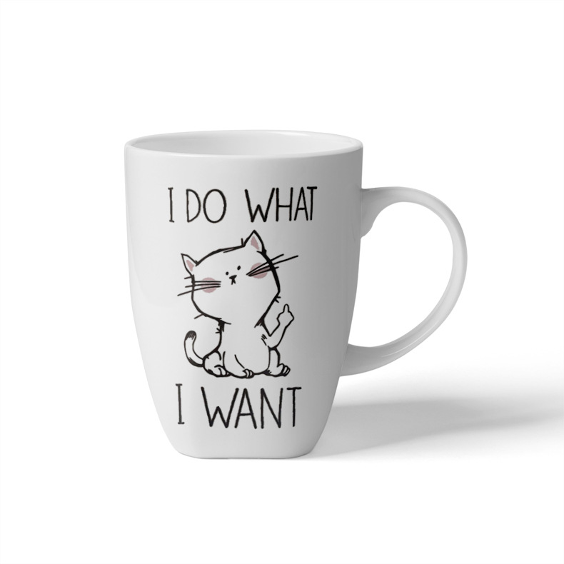 新产品马克水杯猫咪设计logodiy咖啡杯旅行活动纪念品牛奶杯