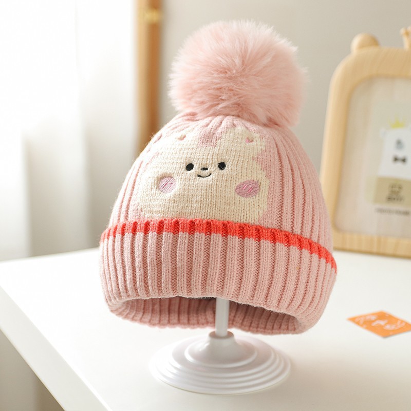 Cute Little Animal Knitted Hat New Children's Hat Baby Wool Cap Super Cute Cartoon Embroidered Warm Pullover Cap