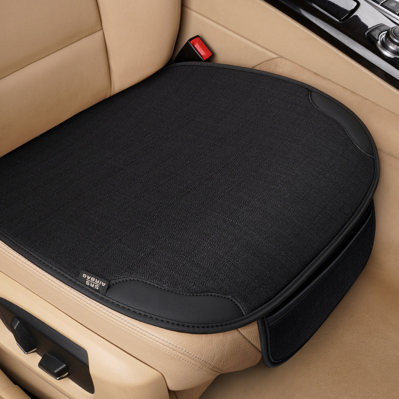 Car Seat Cushion Four Seasons Universal Single Piece Seat Cushion Single Butt Cushion Car Rear Row Seat Three-Piece Set Linen