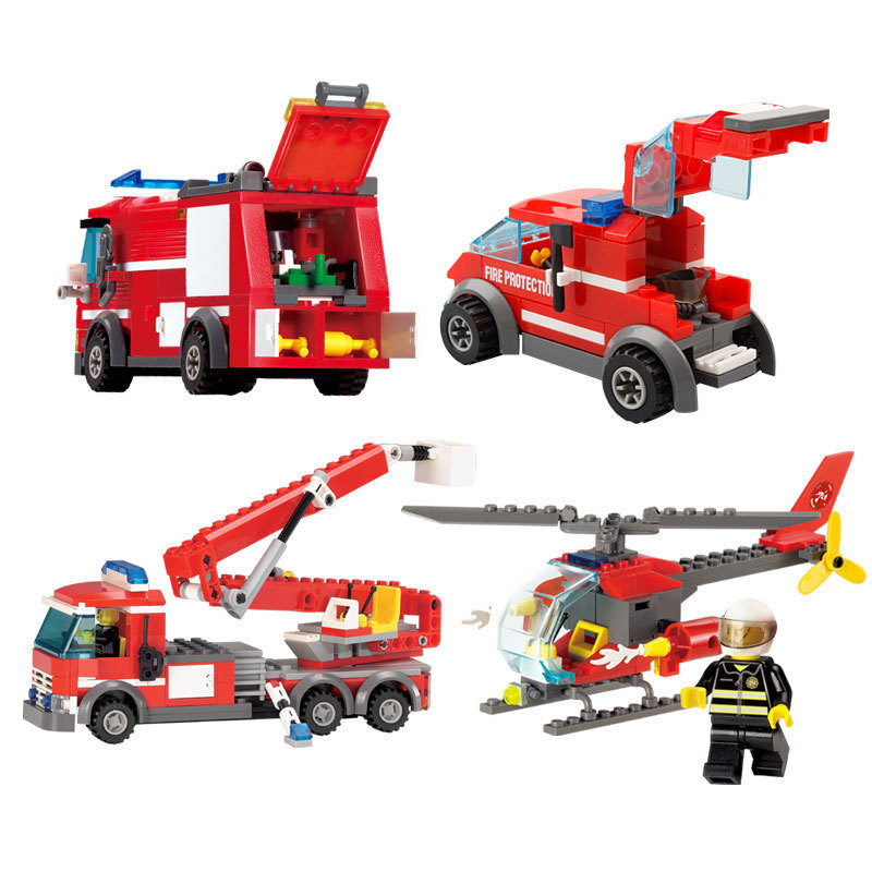 开智积木拼装消防系列8053经典消防车8054救援部队智力儿童玩具