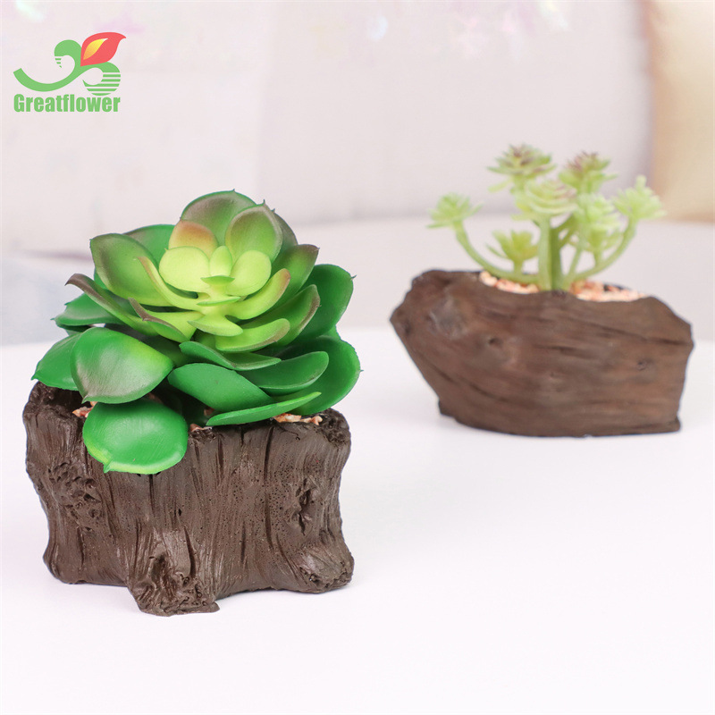 Factory Direct Sales New Simulation Succulent Tree Root Shape Bonsai Artificial Flower Micro Landscape Home Decorative Greenery Wholesale