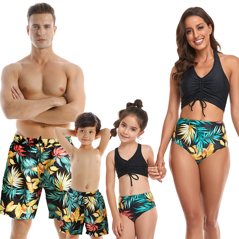 Hi Fish New Parent-Child Swimsuit Quick-Drying Beach Pants Children Swimsuit Factory in Stock Wholesale