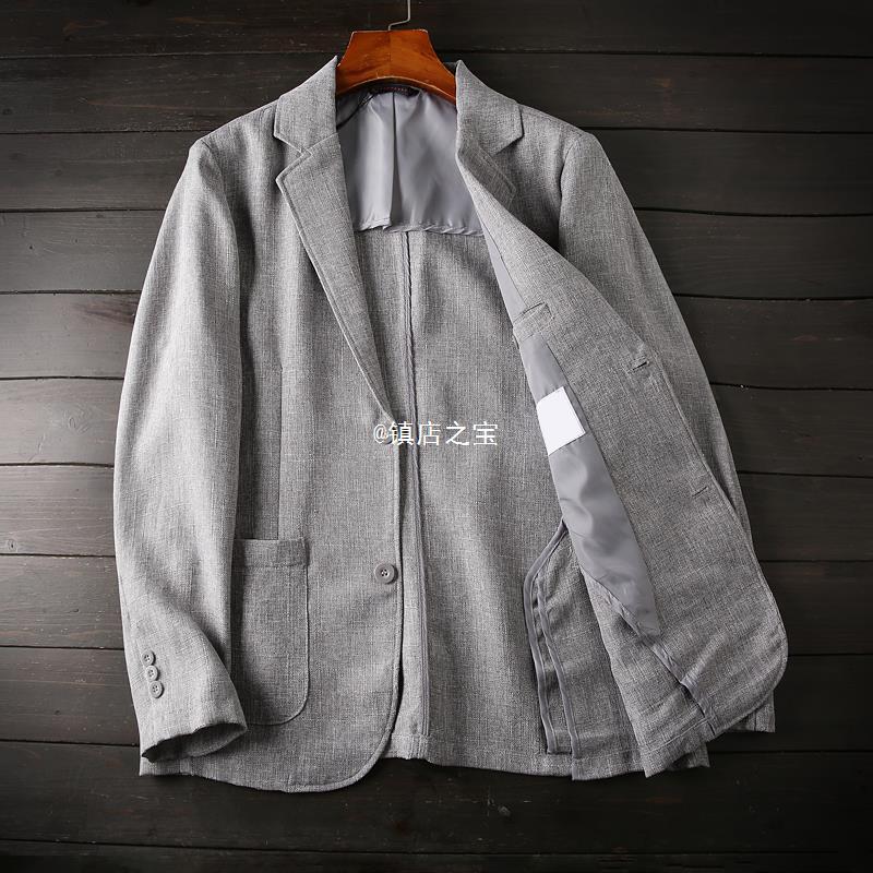 外贸男装剪标尾货商务休闲仿亚麻西服西装外套秋-阿里巴巴