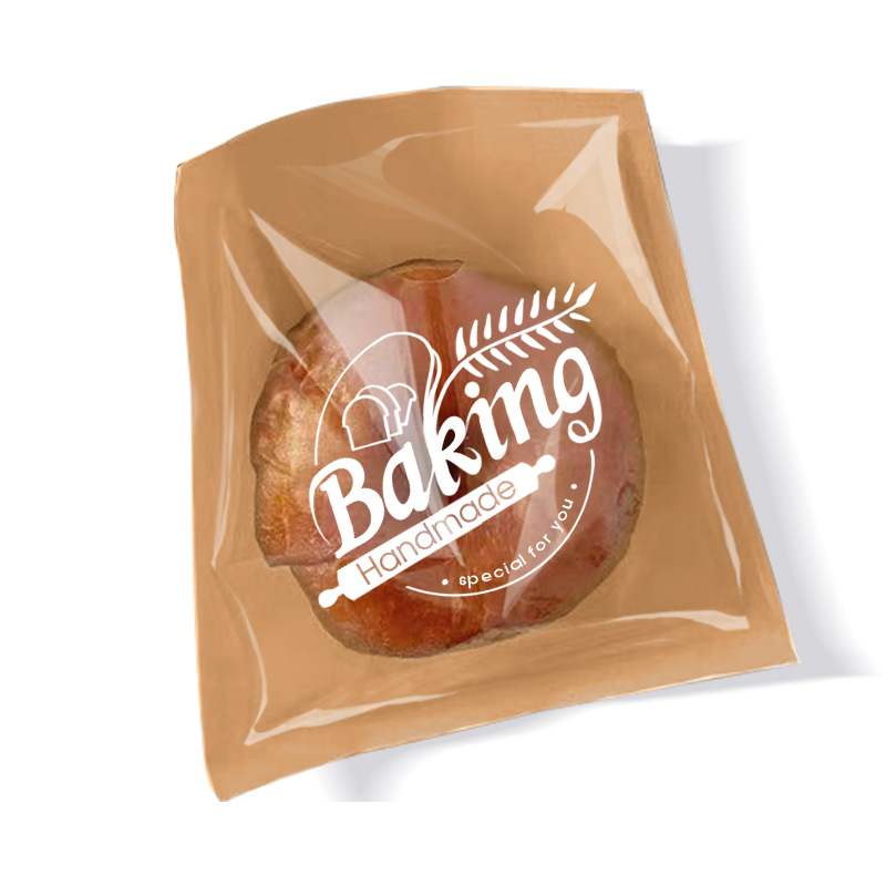 Toast Bread Bag Sandwich Packaging Oil-Proof Paper Bag Machine Seal Envelope Bag Transparent Kraft Paper Food Packing Bag