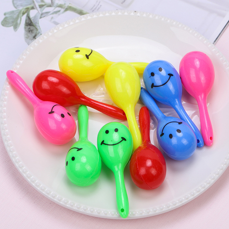 Cartoon Smiley Face Colorful Mini Sand Hammer Small Toy Party Cheer Musical Instrument Creative Toy Gift
