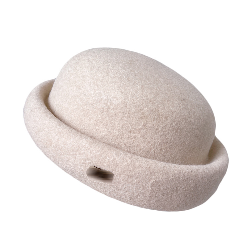 澳洲羊毛轻奢名媛毡帽子秋冬复古女士礼帽淑女贝雷帽纯色时装帽潮