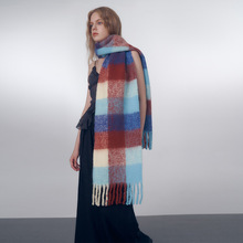 原创设计款棉花糖系列32羊毛混纺渐变彩色格纹围巾女秋冬保暖围脖