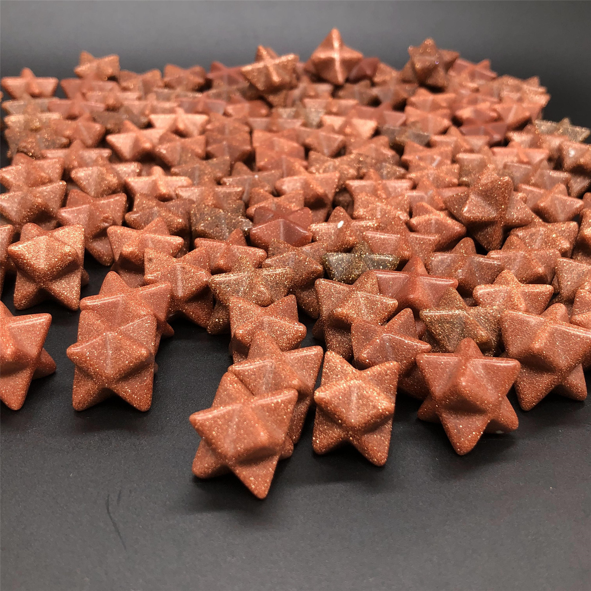 厂家直销天然水晶梅尔卡巴红金砂六芒星多面体吊坠水晶摆件批发