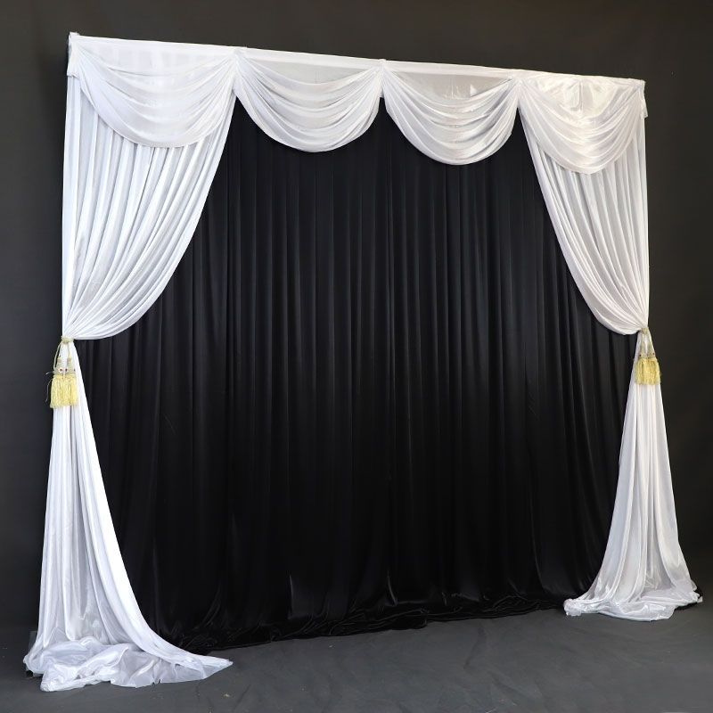 白事灵堂布置纱幔殡仪馆丧事葬礼幕布灵棚孝堂背景装饰黑白布幔