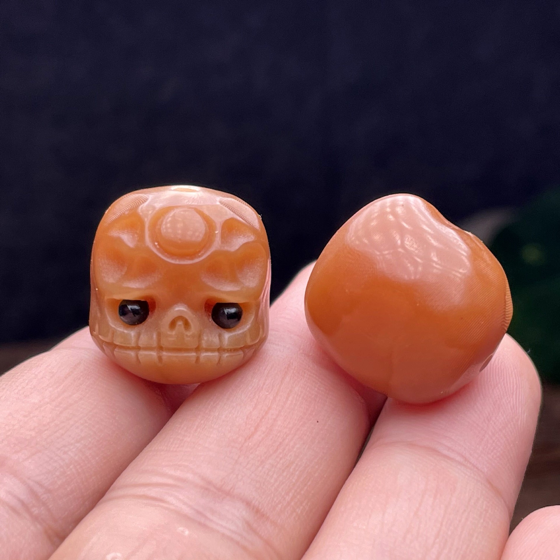 阴皮菩提根雕刻阿呆 绿菩提阿呆镶嵌眼睛饰品配饰批发