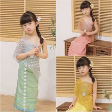 云南西双版纳傣族 泼水节服装女童傣族裙套装六一儿童民族演出服