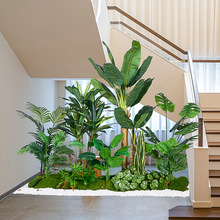 绿植花卉园艺组合造景楼梯商场物景观假树室内装饰庭院售楼部