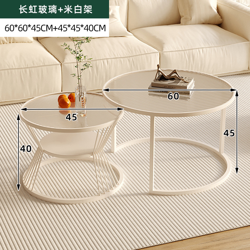 Light Luxury Tempered Glass Coffee Table Living Room Home Small Apartment Simple Modern Creative round Combination Balcony Small Table