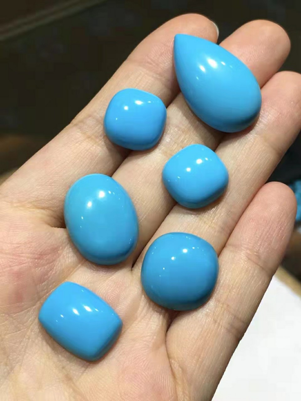 正品天原美国蓝松睡美人松石戒面裸石各种形状尺寸可定货a