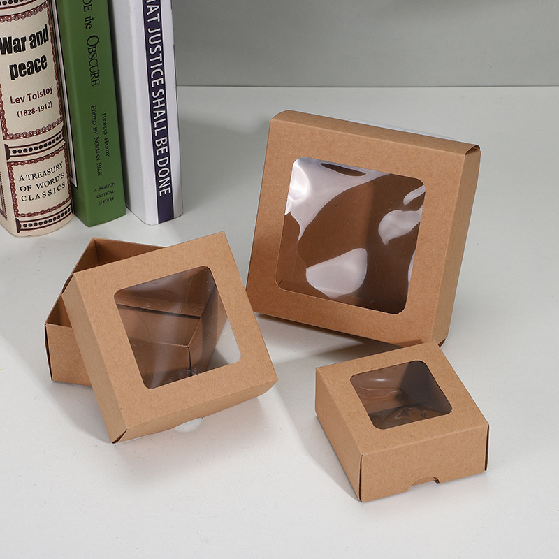 天地盖纸盒 生日派对礼品包装盒 开窗牛皮纸盒方形礼物盒饰品礼盒