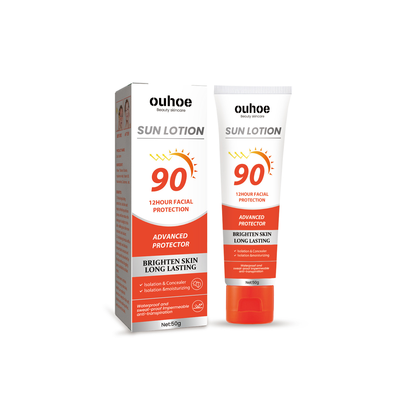 Ouhoe Sunscreen Summer Outdoor Isolation Protection UV Refreshing Light Moisturizing Not Oily Sunscreen