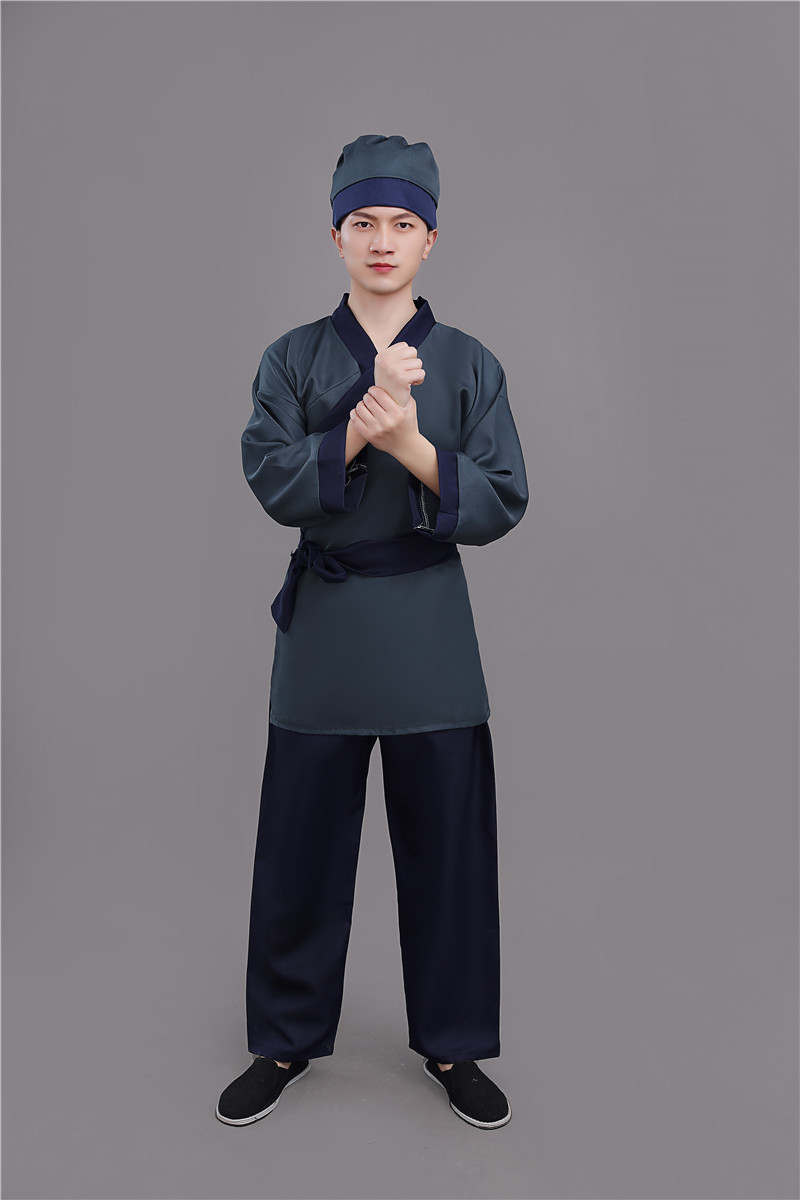 新款店小二平民古装演出成人汉服男农夫家丁仆人书童茶艺馆工作服