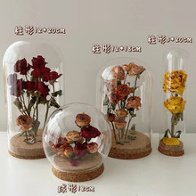 软木塞玻璃罩展示盒微景观创意diy玻璃瓶乾燥花收纳盒永生花防就