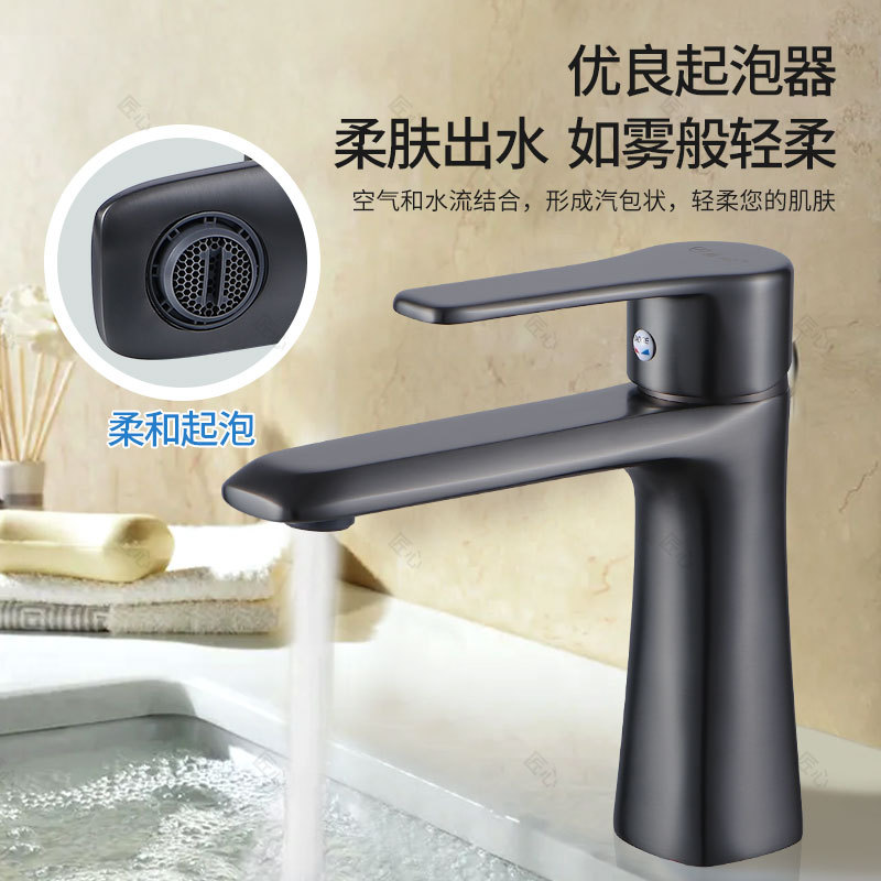 Factory Direct Gun Gray Basin Faucet Wash Basin Household Washbasin Inter-Platform Basin Single Hole Hot and Cold Basin Faucet Water Tap