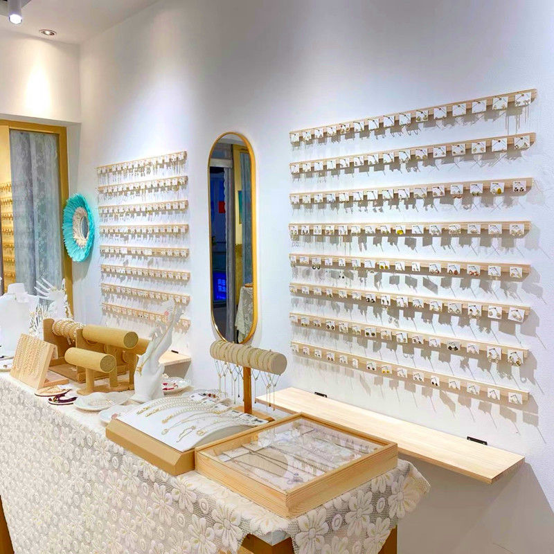 饰品店的货架首饰展示架服装耳钉耳环项链墙陈列架创意收纳木挂架