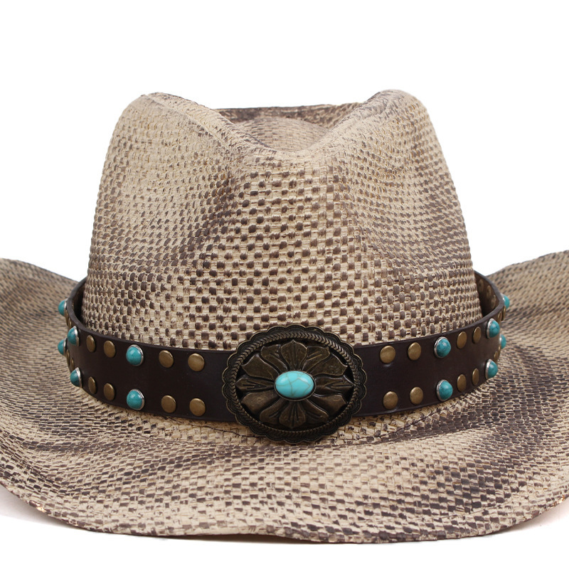 复古民族风铆钉合金装饰围带皮革男士帽子帽饰欧美时尚帽带-阿里巴巴